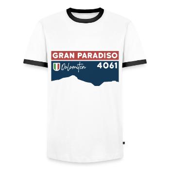 Guide d’escalade du Grand Paradis Ski Tour High Tour - T-shirt contrasté Homme - blanc/noir - Devant - AI Model Female 172 light (172cm) & AI Model Male 178 dark (178cm)