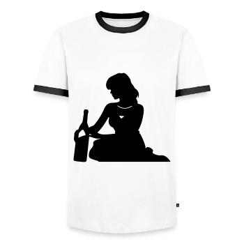 Silhouette Frau Drinking - Männer Kontrast-T-Shirt - Weiß/Schwarz - Vorne - AI Model Female 172 light (172cm) & AI Model Male 178 dark (178cm)