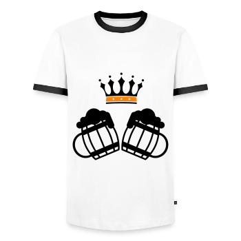 Couronne de bière - T-shirt contrasté Homme - blanc/noir - Devant - AI Model Female 172 light (172cm) & AI Model Male 178 dark (178cm)
