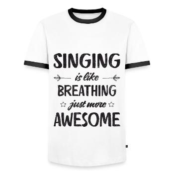 Chanter, c’est comme respirer, juste plus génial Rétro - T-shirt contrasté Homme - blanc/noir - Devant - AI Model Female 172 light (172cm) & AI Model Male 178 dark (178cm)