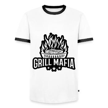 Grill Mafia Grilling - Men's Ringer Shirt - white/black - Front - AI Model Female 172 light (172cm) & AI Model Male 178 dark (178cm)