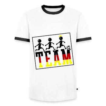 Fussball Team Meister Germany - Männer Kontrast-T-Shirt - Weiß/Schwarz - Vorne - AI Model Female 172 light (172cm) & AI Model Male 178 dark (178cm)