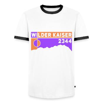 Wilder Kaiser Kaiserkrone Kitzbühel Hiking Tyrol - Men's Ringer Shirt - white/black - Front - AI Model Female 172 light (172cm) & AI Model Male 178 dark (178cm)