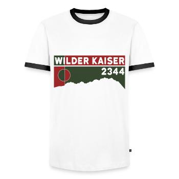 Wilder Kaiser Kaiserkrone Hiking Kitzbühel Tyrol - Men's Ringer Shirt - white/black - Front - AI Model Female 172 light (172cm) & AI Model Male 178 dark (178cm)