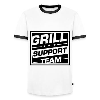 Grill Support Team Grillen Spruch - Männer Kontrast-T-Shirt - Weiß/Schwarz - Vorne - AI Model Female 172 light (172cm) & AI Model Male 178 dark (178cm)