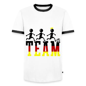 Fussball Team Meister Germany - Männer Kontrast-T-Shirt - Weiß/Schwarz - Vorne - AI Model Female 172 light (172cm) & AI Model Male 178 dark (178cm)