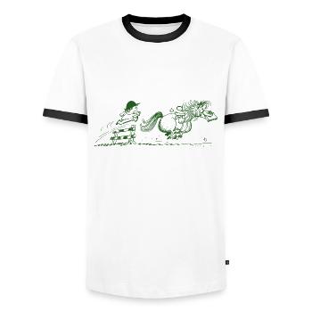 Thelwell Cartoon Pony rennt weg - Männer Kontrast-T-Shirt - Weiß/Schwarz - Vorne - AI Model Female 172 light (172cm) & AI Model Male 178 dark (178cm)