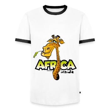 funny giraffe Africa inside Kenya Safari - Men's Ringer Shirt - white/black - Front - AI Model Female 172 light (172cm) & AI Model Male 178 dark (178cm)
