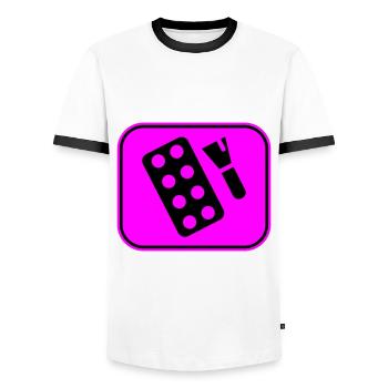 Make Up Kosmetik Icon - Männer Kontrast-T-Shirt - Weiß/Schwarz - Vorne - AI Model Female 172 light (172cm) & AI Model Male 178 dark (178cm)