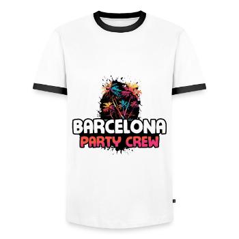 Équipe de fête à Barcelone - T-shirt contrasté Homme - blanc/noir - Devant - AI Model Female 172 light (172cm) & AI Model Male 178 dark (178cm)