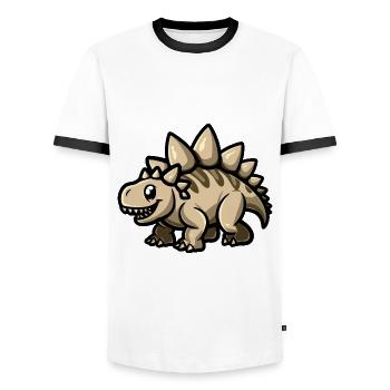 Dinosaur Stegosaurus Comic - Men's Ringer Shirt - white/black - Front - AI Model Female 172 light (172cm) & AI Model Male 178 dark (178cm)