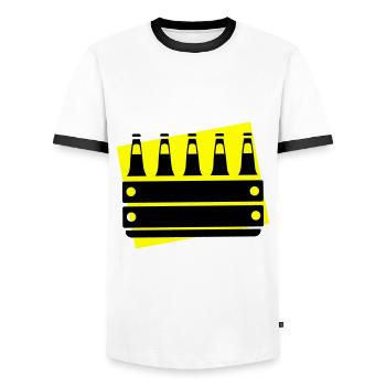 Beer crate, crate of beer - Men's Ringer Shirt - white/black - Front - AI Model Female 172 light (172cm) & AI Model Male 178 dark (178cm)