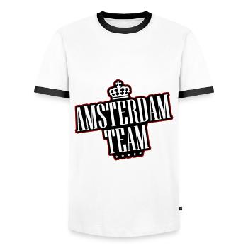 Amsterdam Team - Men's Ringer Shirt - white/black - Front - AI Model Female 172 light (172cm) & AI Model Male 178 dark (178cm)