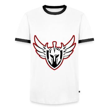 Spartan Warrior Helmet - Men's Ringer Shirt - white/black - Front - AI Model Female 172 light (172cm) & AI Model Male 178 dark (178cm)