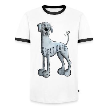 Süße Deutsche Dogge - Männer Kontrast-T-Shirt - Weiß/Schwarz - Vorne - AI Model Female 172 light (172cm) & AI Model Male 178 dark (178cm)