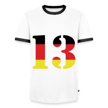 13 Numéro Jersey Allemagne - T-shirt contrasté Homme - blanc/noir - Devant - AI Model Female 172 light (172cm) & AI Model Male 178 dark (178cm)