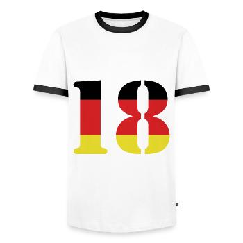 18 Numéro Jersey Allemagne - T-shirt contrasté Homme - blanc/noir - Devant - AI Model Female 172 light (172cm) & AI Model Male 178 dark (178cm)