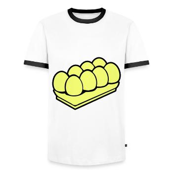 Eier symbol - Männer Kontrast-T-Shirt - Weiß/Schwarz - Vorne - AI Model Female 172 light (172cm) & AI Model Male 178 dark (178cm)