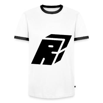 Abstract R letter - Men's Ringer Shirt - white/black - Front - AI Model Female 172 light (172cm) & AI Model Male 178 dark (178cm)