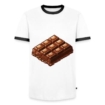 Chocolate Pixel Icon - Men's Ringer Shirt - white/black - Front - AI Model Female 172 light (172cm) & AI Model Male 178 dark (178cm)