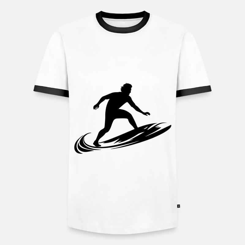 Surfer Mann Silhouette - Männer Kontrast-T-Shirt - Weiß/Schwarz