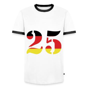 25 Number Jersey Germany - Men's Ringer Shirt - white/black - Front - AI Model Female 172 light (172cm) & AI Model Male 178 dark (178cm)