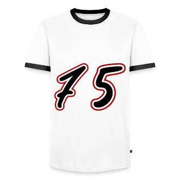 75 Number Symbol - Men's Ringer Shirt - white/black - Front - AI Model Female 172 light (172cm) & AI Model Male 178 dark (178cm)