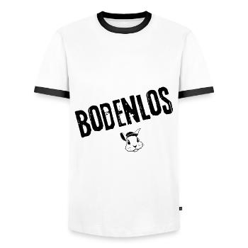 Bodenlos-Mode | Jugendwort - Männer Kontrast-T-Shirt - Weiß/Schwarz - Vorne - AI Model Female 172 light (172cm) & AI Model Male 178 dark (178cm)