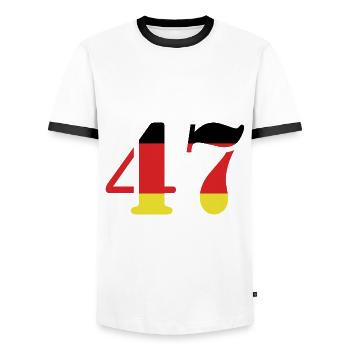 47 Numéro Jersey Allemagne - T-shirt contrasté Homme - blanc/noir - Devant - AI Model Female 172 light (172cm) & AI Model Male 178 dark (178cm)