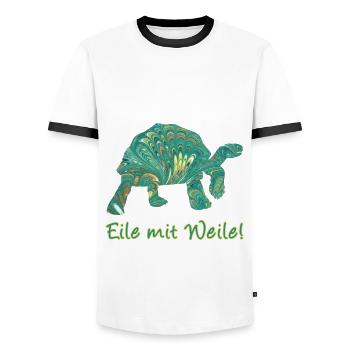 Tortue E 71 - T-shirt contrasté Homme - blanc/noir - Devant - AI Model Female 172 light (172cm) & AI Model Male 178 dark (178cm)