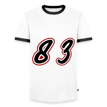 83 Symbole numérique - T-shirt contrasté Homme - blanc/noir - Devant - AI Model Female 172 light (172cm) & AI Model Male 178 dark (178cm)