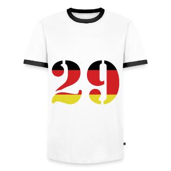 29 Numéro Jersey Allemagne - T-shirt contrasté Homme - blanc/noir - Devant - AI Model Female 172 light (172cm) & AI Model Male 178 dark (178cm)
