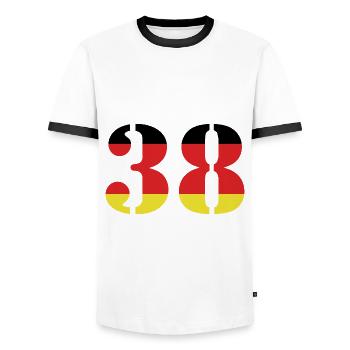 38 Numéro Jersey Allemagne - T-shirt contrasté Homme - blanc/noir - Devant - AI Model Female 172 light (172cm) & AI Model Male 178 dark (178cm)