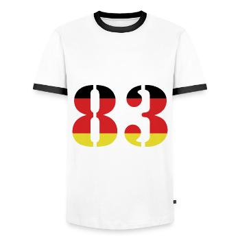 83 Numéro Jersey Allemagne - T-shirt contrasté Homme - blanc/noir - Devant - AI Model Female 172 light (172cm) & AI Model Male 178 dark (178cm)