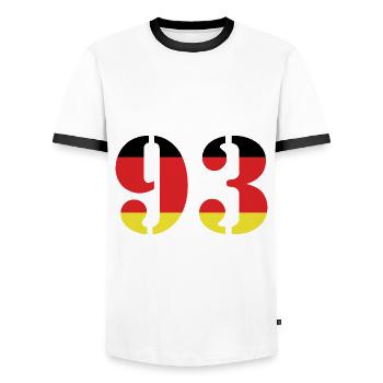 93 Number Jersey Germany - Men's Ringer Shirt - white/black - Front - AI Model Female 172 light (172cm) & AI Model Male 178 dark (178cm)