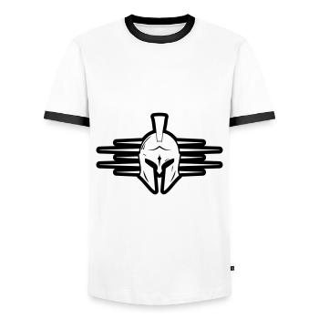 Spartaner Helm Krieger Gladiator - Männer Kontrast-T-Shirt - Weiß/Schwarz - Vorne - AI Model Female 172 light (172cm) & AI Model Male 178 dark (178cm)
