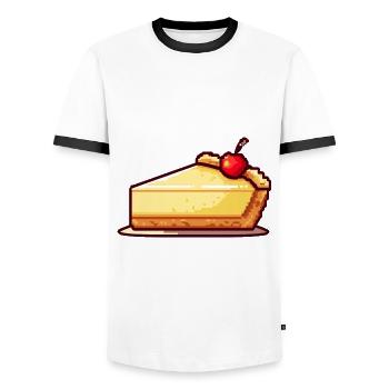 Cheesecake Pixel - Men's Ringer Shirt - white/black - Front - AI Model Female 172 light (172cm) & AI Model Male 178 dark (178cm)