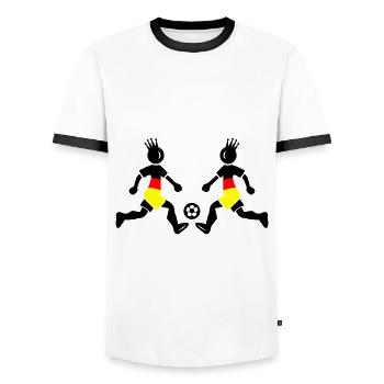 Fussballer Fussball Germany - Männer Kontrast-T-Shirt - Weiß/Schwarz - Vorne - AI Model Female 172 light (172cm) & AI Model Male 178 dark (178cm)