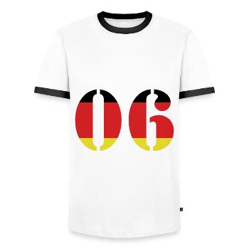6 Number Jersey Germany - Men's Ringer Shirt - white/black - Front - AI Model Female 172 light (172cm) & AI Model Male 178 dark (178cm)