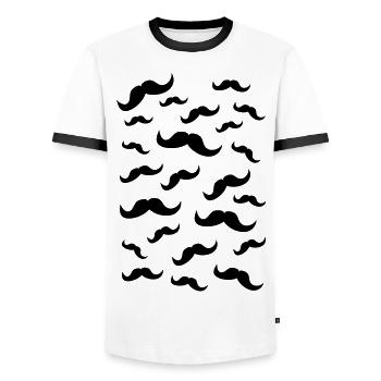 Schnurrbärte - Männer Kontrast-T-Shirt - Weiß/Schwarz - Vorne - AI Model Female 172 light (172cm) & AI Model Male 178 dark (178cm)