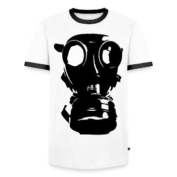 masque à gaz, le crâne, le crâne, la protection - T-shirt contrasté Homme - blanc/noir - Devant - AI Model Female 172 light (172cm) & AI Model Male 178 dark (178cm)