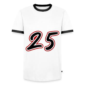 25 Years Number - Men's Ringer Shirt - white/black - Front - AI Model Female 172 light (172cm) & AI Model Male 178 dark (178cm)