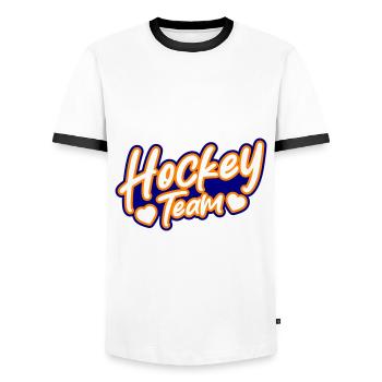 Équipe de hockey - T-shirt contrasté Homme - blanc/noir - Devant - AI Model Female 172 light (172cm) & AI Model Male 178 dark (178cm)