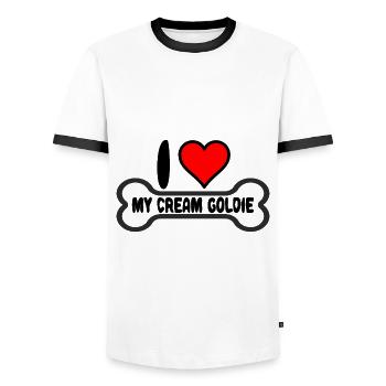 Dictons anglais de Golden Retriever à la crème drôles - T-shirt contrasté Homme - blanc/noir - Devant - AI Model Female 172 light (172cm) & AI Model Male 178 dark (178cm)