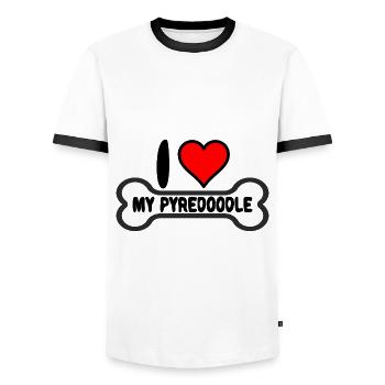 Standard Pyredoodle I Love my - Men's Ringer Shirt - white/black - Front - AI Model Female 172 light (172cm) & AI Model Male 178 dark (178cm)