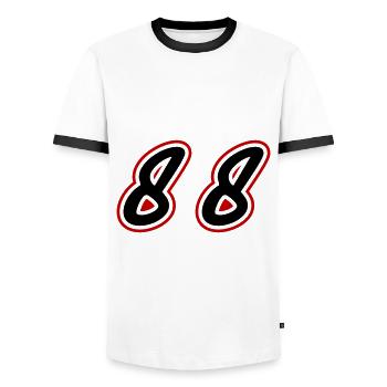88 Number Symbol - Men's Ringer Shirt - white/black - Front - AI Model Female 172 light (172cm) & AI Model Male 178 dark (178cm)