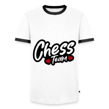 Chess Team - Men's Ringer Shirt - white/black - Front - AI Model Female 172 light (172cm) & AI Model Male 178 dark (178cm)