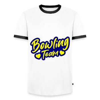 Bowling Team - Männer Kontrast-T-Shirt - Weiß/Schwarz - Vorne - AI Model Female 172 light (172cm) & AI Model Male 178 dark (178cm)