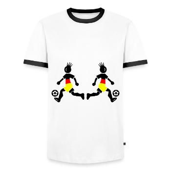Footballers Germany Champion - Men's Ringer Shirt - white/black - Front - AI Model Female 172 light (172cm) & AI Model Male 178 dark (178cm)