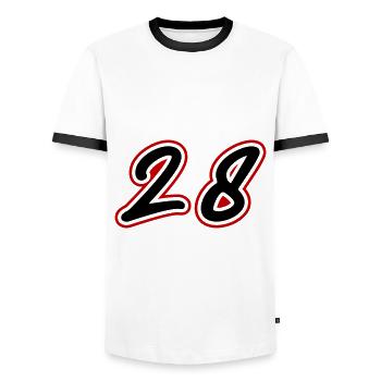 28 Number symbol - Men's Ringer Shirt - white/black - Front - AI Model Female 172 light (172cm) & AI Model Male 178 dark (178cm)
